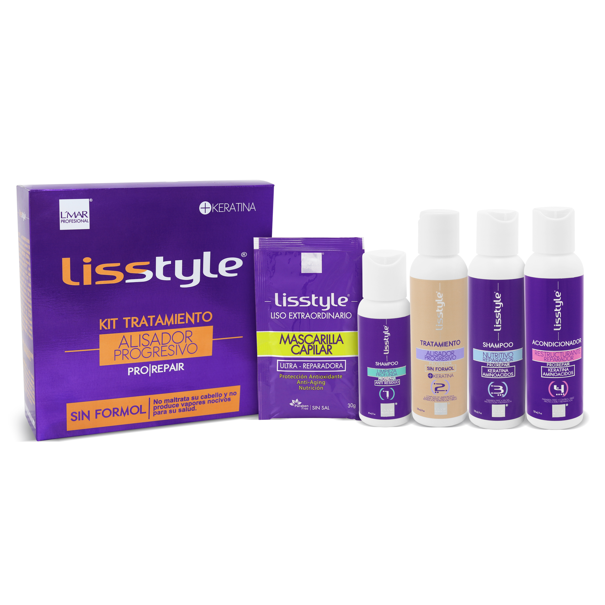 Tratamiento Alisador Progresivo 4 Pasos Kit L'mar 120ml