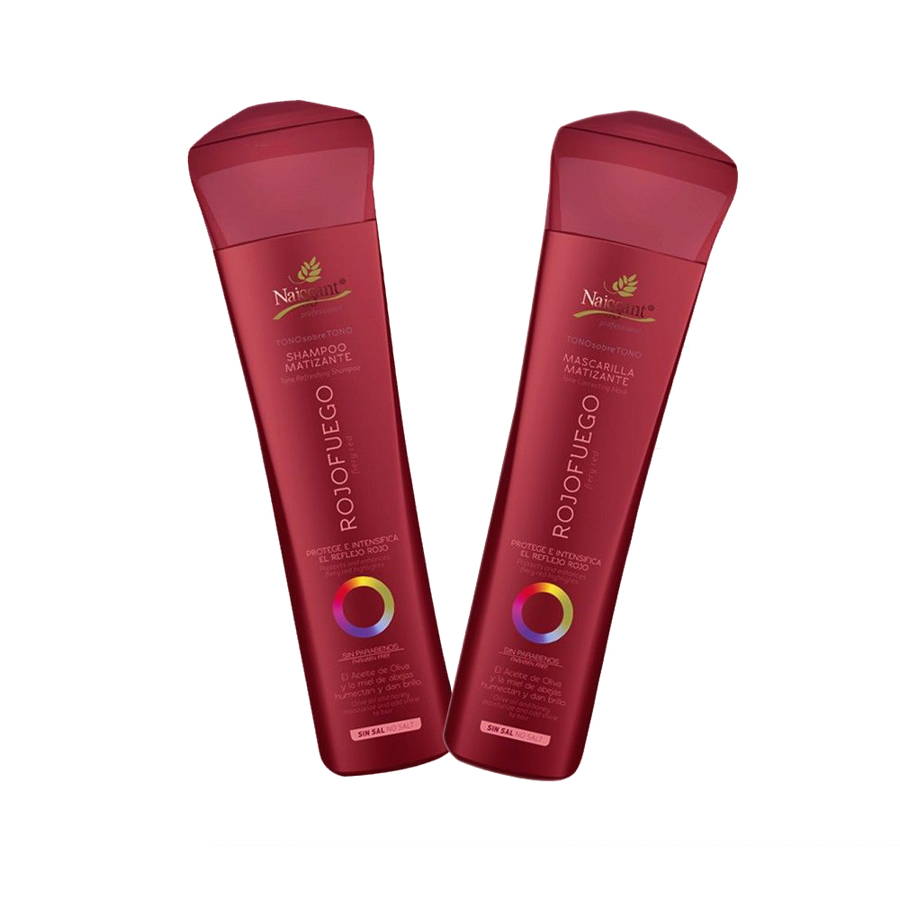 Rojo Fuego Kit Matizante Shampoo Mascarilla Naissant